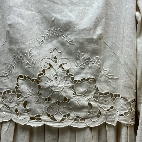 Vintage Lanz Original Cottagecore Maxi Dress Linen Cream Prairie Wedding Size 6 - Picture 4 of 12